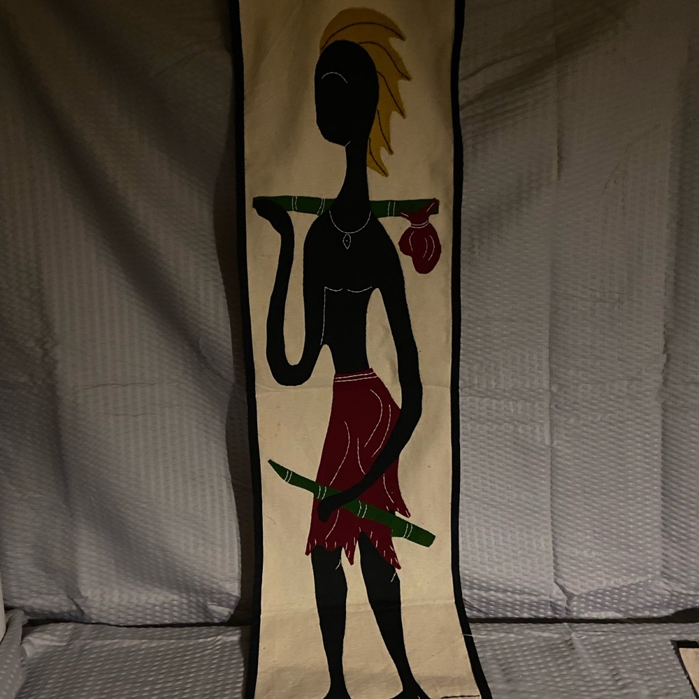 Abstract Tribal Wall Hanging with Black and Red Design
